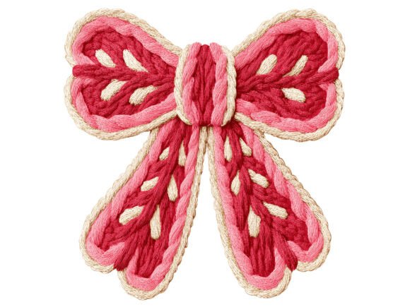 Knitted Pink Embroidery Bow PNG Review