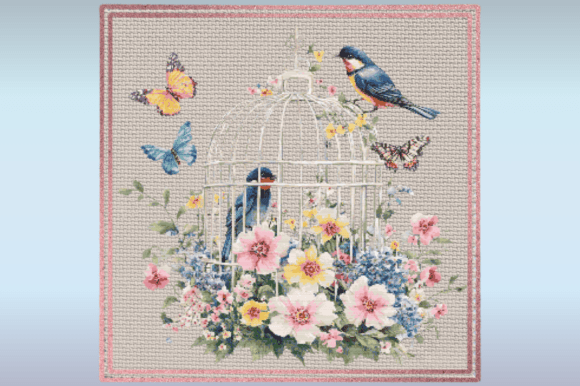 Spring Floral Birdcage Cross Stitch Patt Review
